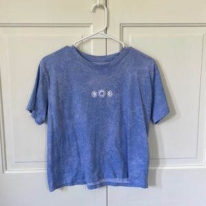 Blue Embroidered Short Sleeve Tee
